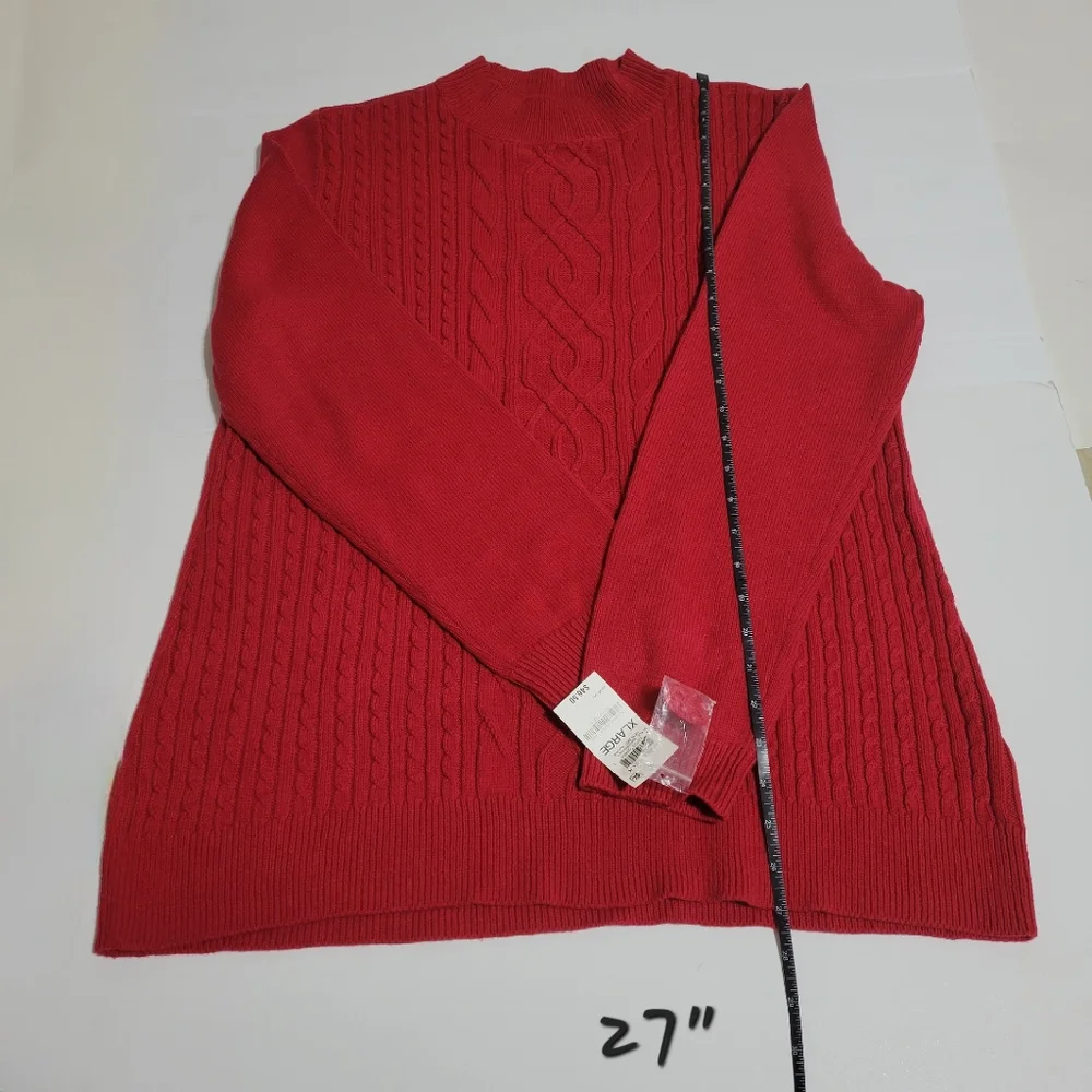 Karen Scott Cable Knit Sweater red XL - Picture 9 of 9